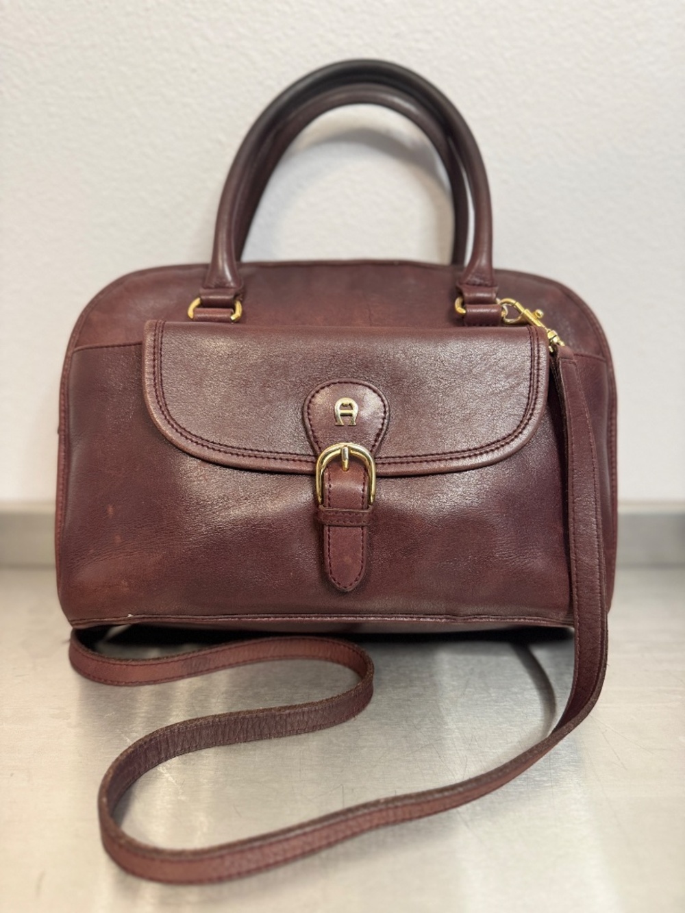 Vintage Etienne Aigner Oxblood Leather Satchel